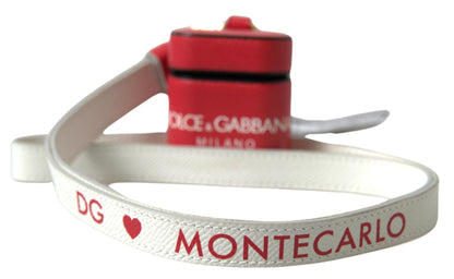 Étui pour Airpods Dolce &amp; Gabbana en cuir rouge avec logo en métal doré