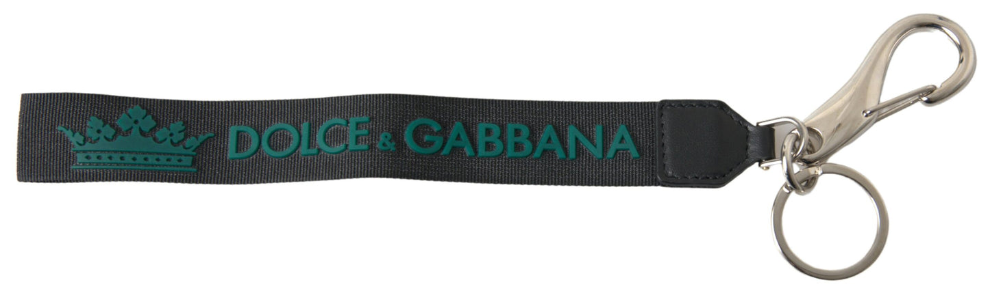 Porte-clés Dolce &amp; Gabbana en métal argenté avec logo DG noir