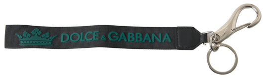 Porte-clés Dolce &amp; Gabbana en métal argenté avec logo DG noir