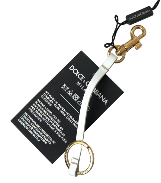 Porte-clés Dolce &amp; Gabbana en silicone noir avec logo DG et laiton doré