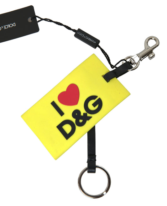 Porte-clés Dolce &amp; Gabbana en silicone jaune avec logo DG et laiton doré