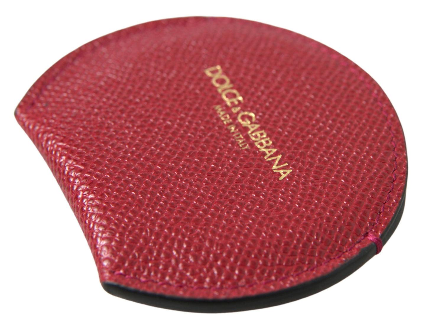 Porte-miroir rond en cuir de veau rouge Dolce &amp; Gabbana