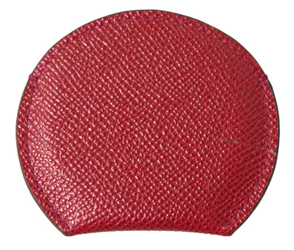 Porte-miroir rond en cuir de veau rouge Dolce &amp; Gabbana
