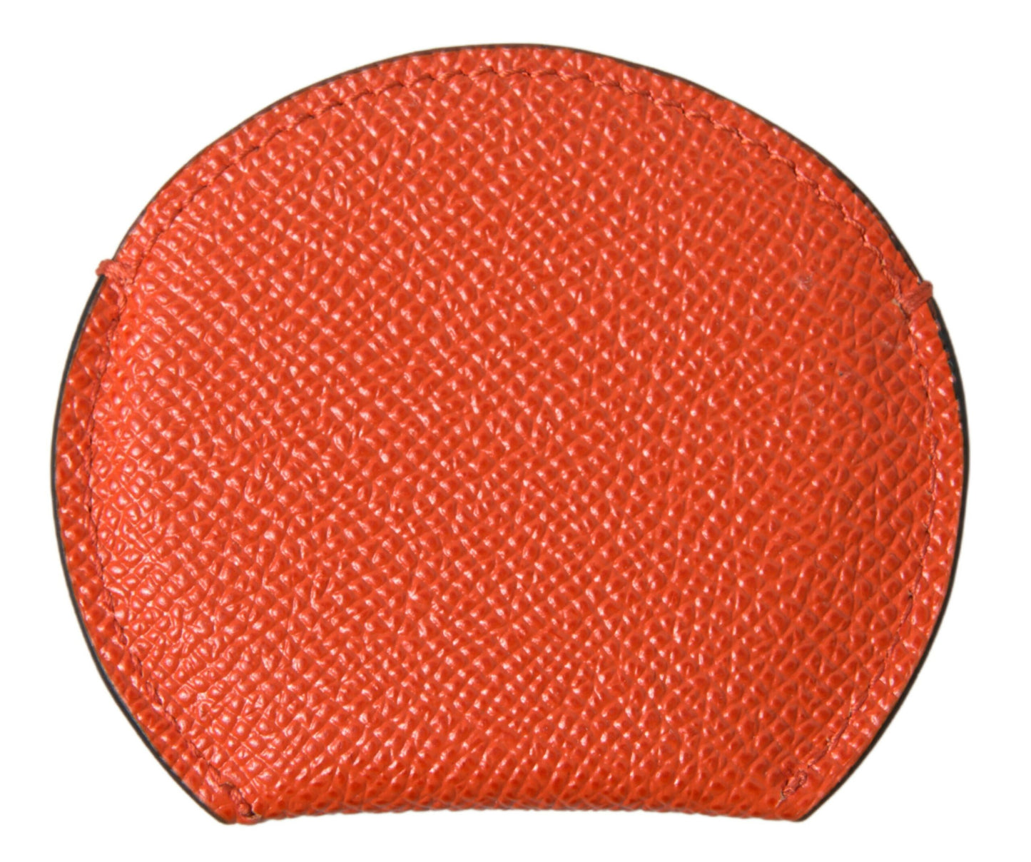 Porte-miroir rond en cuir de veau orange Dolce &amp; Gabbana avec logo