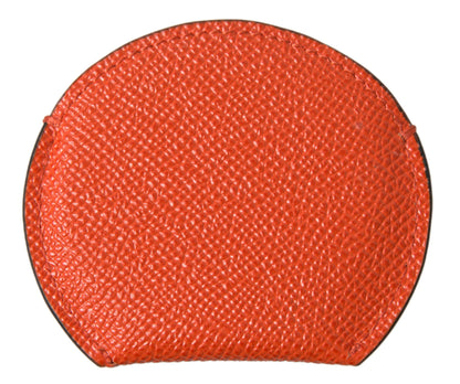 Porte-miroir rond en cuir de veau orange Dolce &amp; Gabbana avec logo