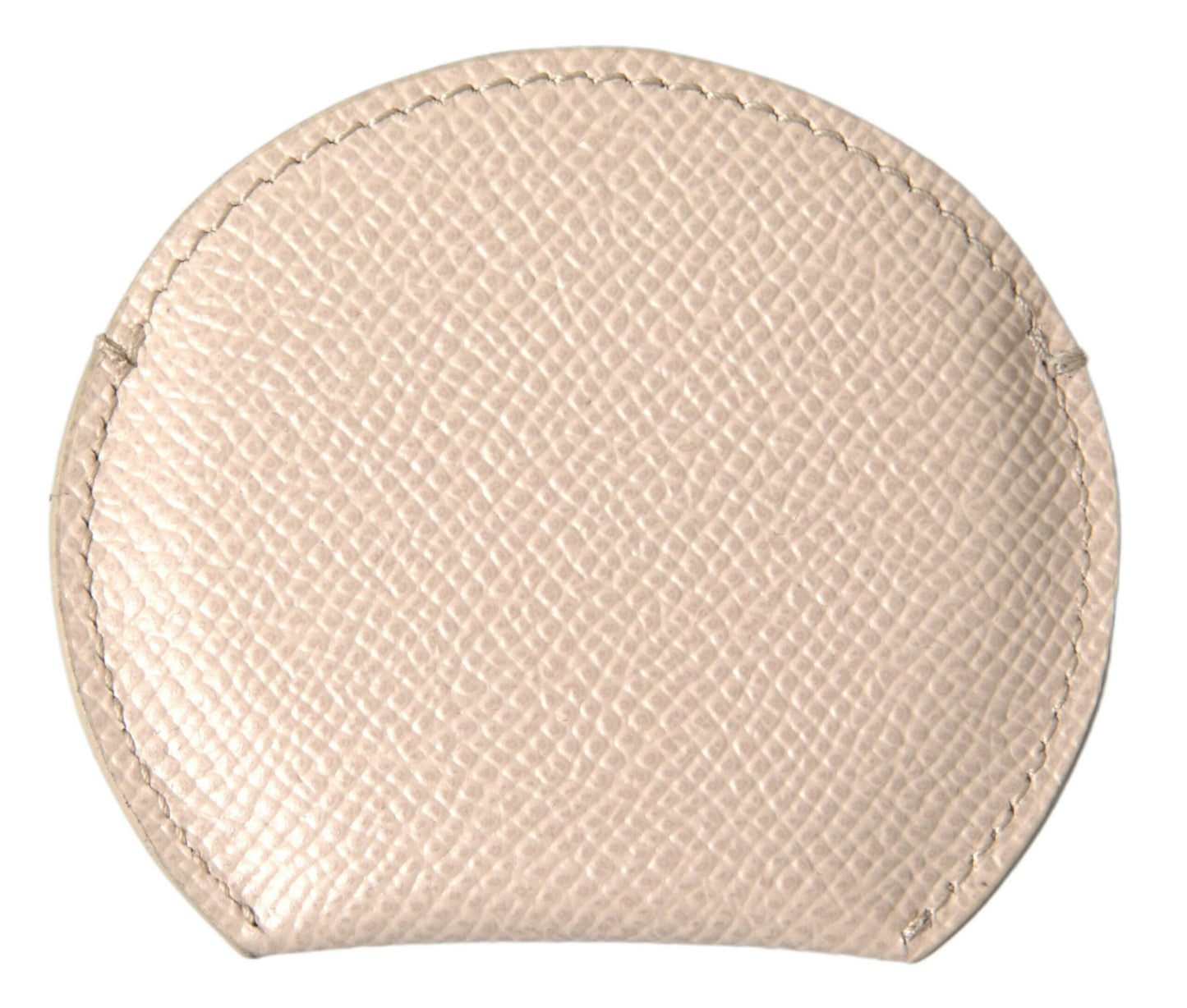 Porte-miroir rond en cuir de veau beige Dolce &amp; Gabbana avec logo