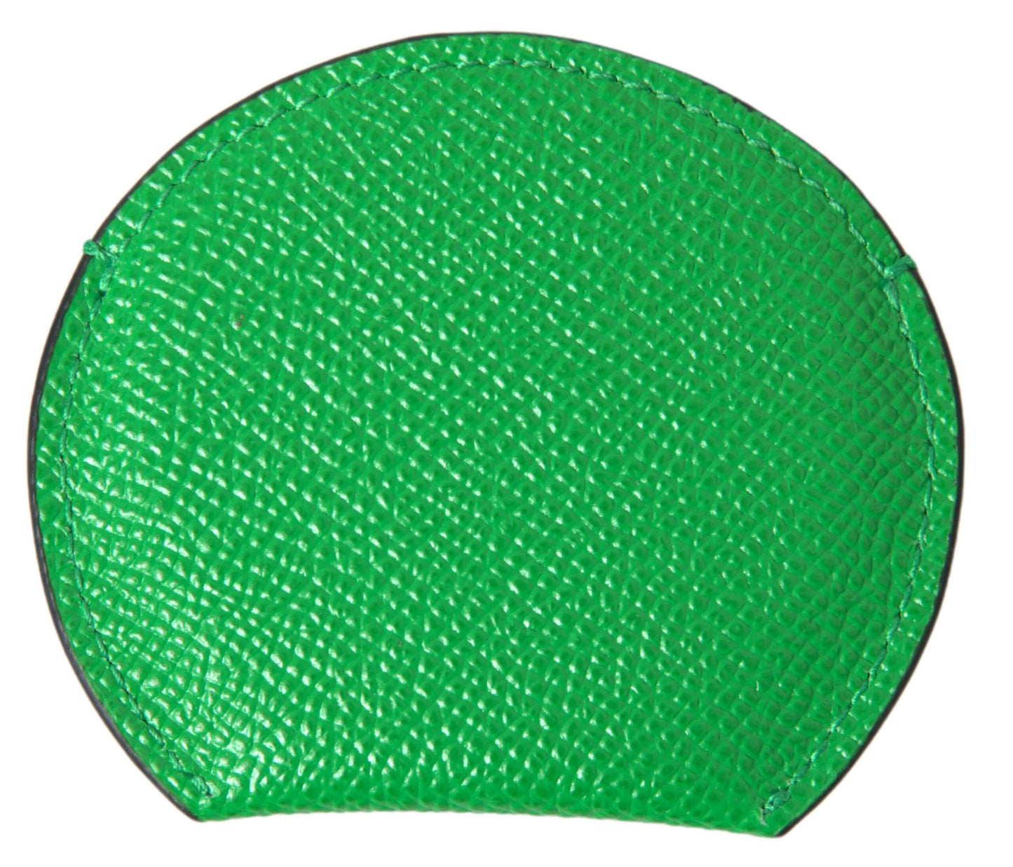 Porte-miroir à main rond en cuir de veau vert Dolce &amp; Gabbana avec logo