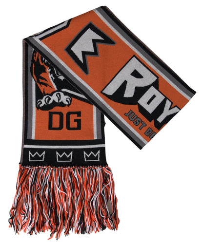Écharpe portefeuille à franges en laine multicolore Dolce &amp; Gabbana DG Royals