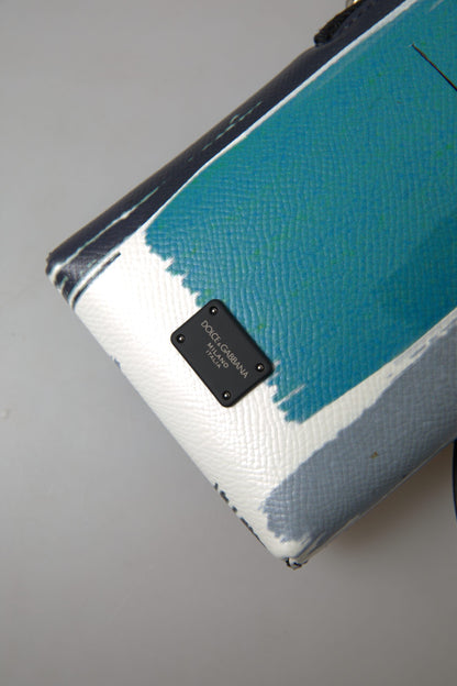 Sac à main en cuir bleu Dolce &amp; Gabbana, sac à bandoulière pour téléphone, unisexe
