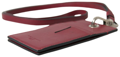 Portefeuille fin en cuir rouge Dolce &amp; Gabbana avec logo et cordon pour homme
