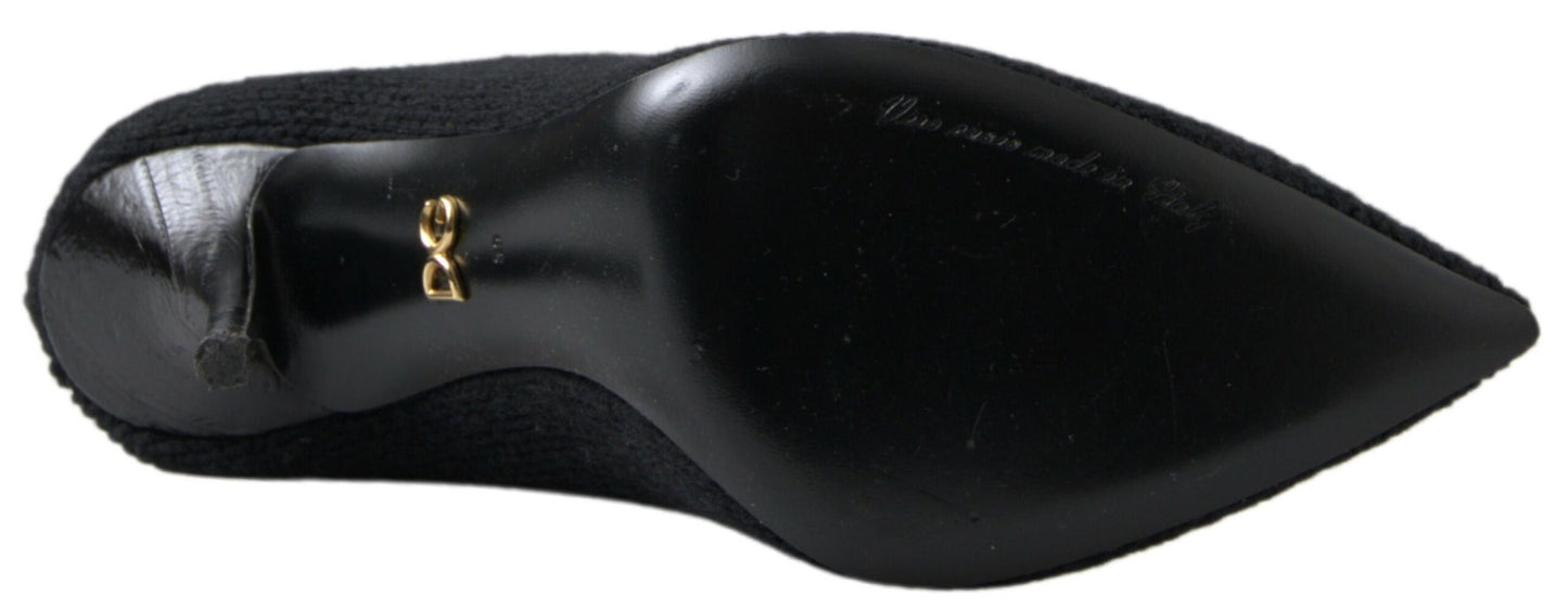 Chaussures à talons aiguilles mi-mollet noires Dolce &amp; Gabbana pour femmes