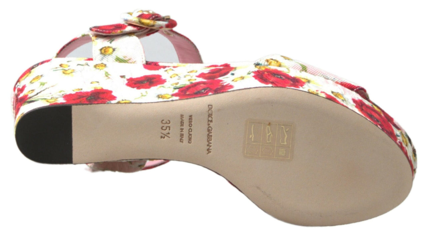 Dolce &amp; Gabbana Sandales compensées à imprimé floral multicolore et bride à la cheville