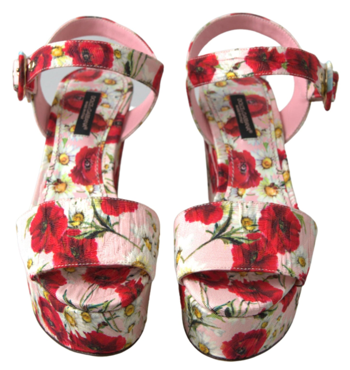 Dolce &amp; Gabbana Sandales compensées à imprimé floral multicolore et bride à la cheville