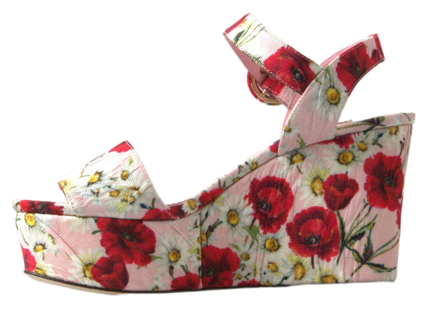 Dolce &amp; Gabbana Sandales compensées à imprimé floral multicolore et bride à la cheville