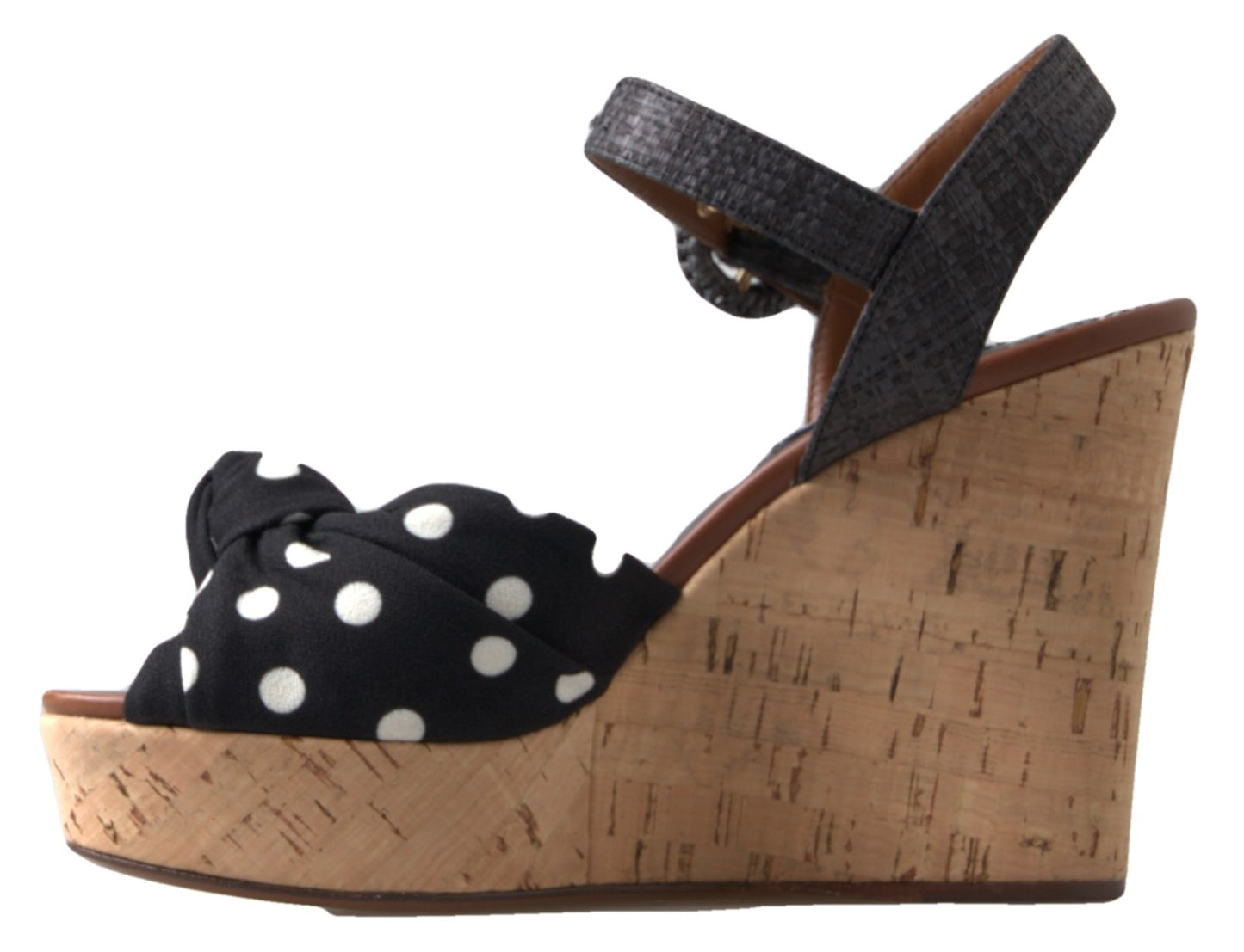 Sandales compensées noires à pois Dolce &amp; Gabbana