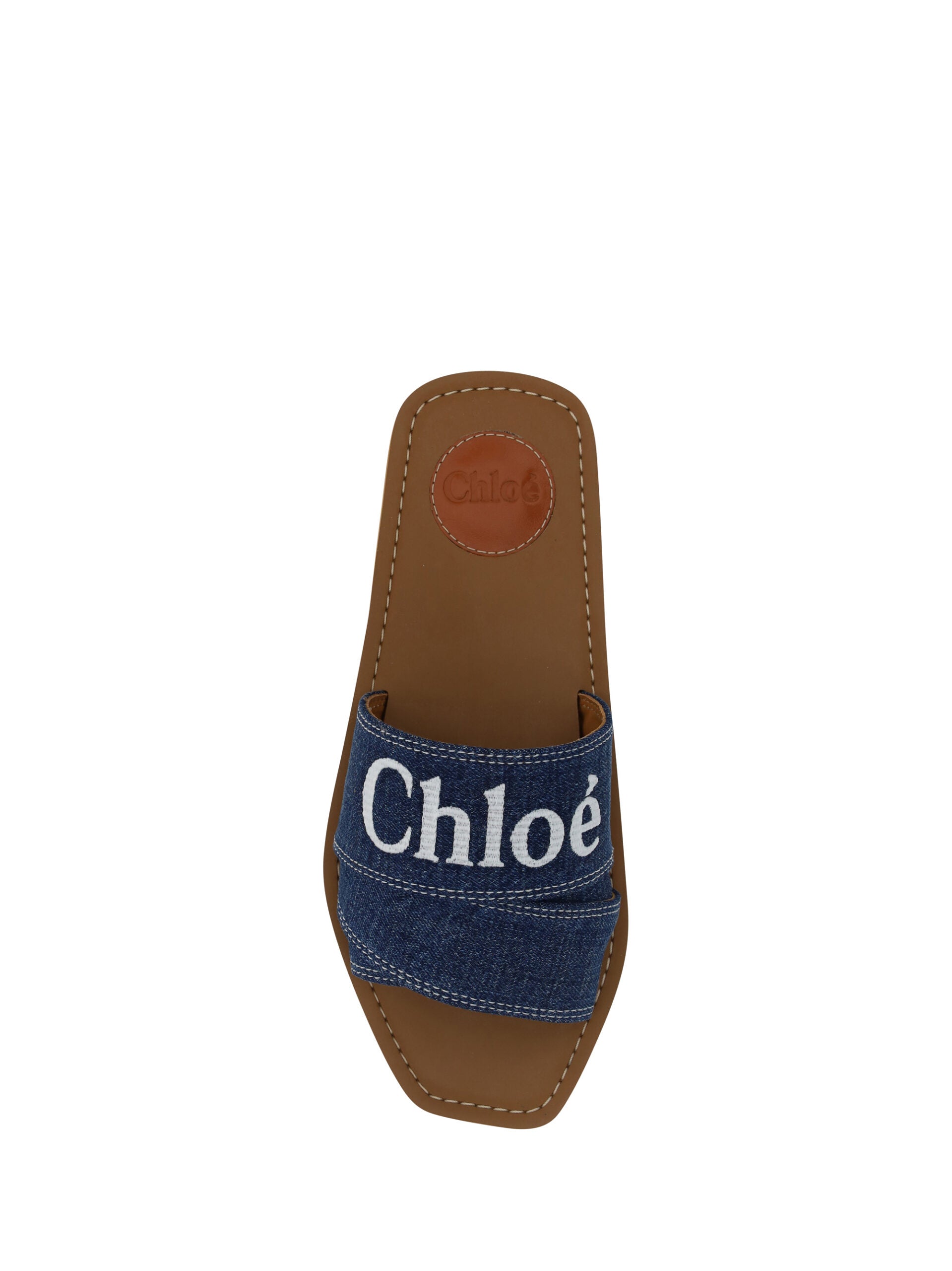 Sandales compensées en coton Woody, couleur bleu jean.