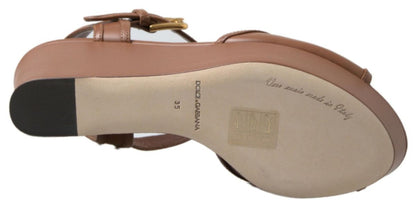 Sandales compensées Dolce &amp; Gabbana en cuir marron AMORE