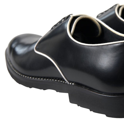 Chaussures habillées en cuir noir et blanc Dolce &amp; Gabbana