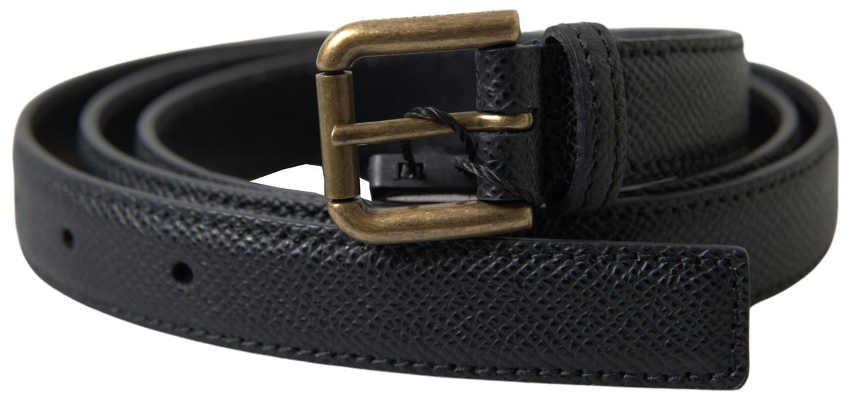 Ceinture Dolce &amp; Gabbana en cuir noir avec boucle en métal doré pour homme