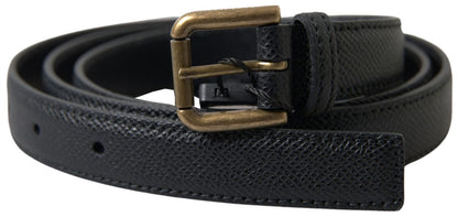 Ceinture Dolce &amp; Gabbana en cuir noir avec boucle en métal doré pour homme