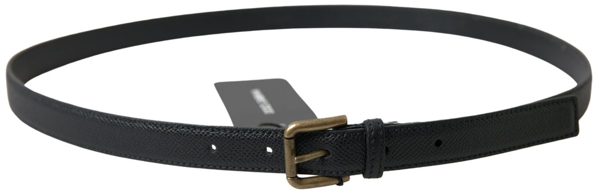 Ceinture Dolce &amp; Gabbana en cuir noir avec boucle en métal doré pour homme