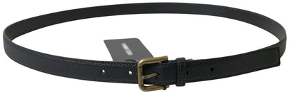 Ceinture Dolce &amp; Gabbana en cuir noir avec boucle en métal doré pour homme