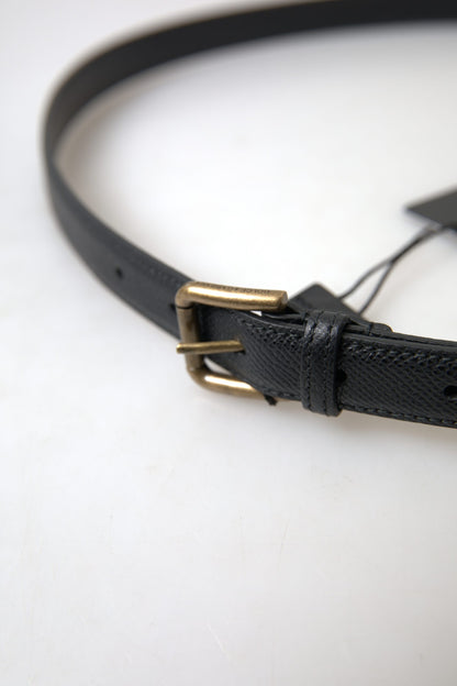 Ceinture Dolce &amp; Gabbana en cuir noir avec boucle en métal doré pour homme