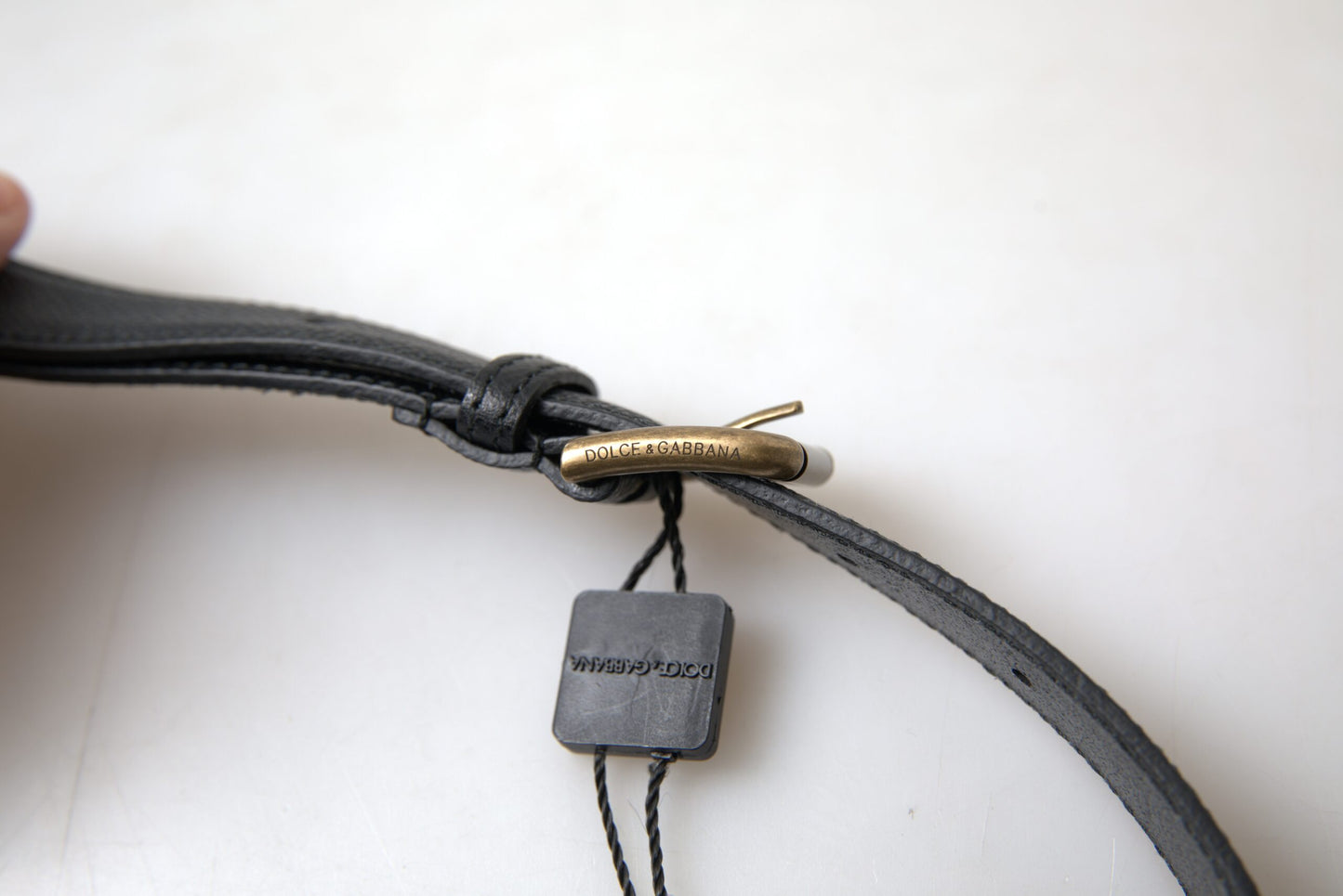 Ceinture Dolce &amp; Gabbana en cuir noir avec boucle en métal doré pour homme