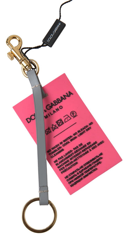 Porte-clés Dolce &amp; Gabbana en silicone rose avec logo DG et laiton doré pour femme
