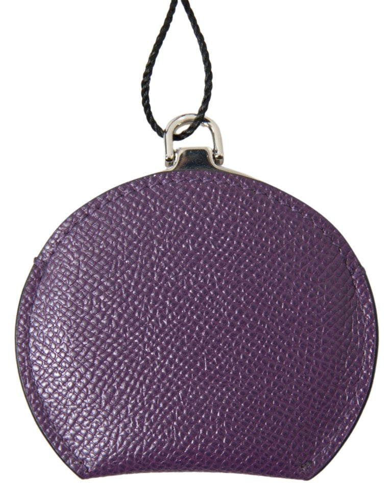 Porte-miroir rond en cuir de veau violet Dolce &amp; Gabbana