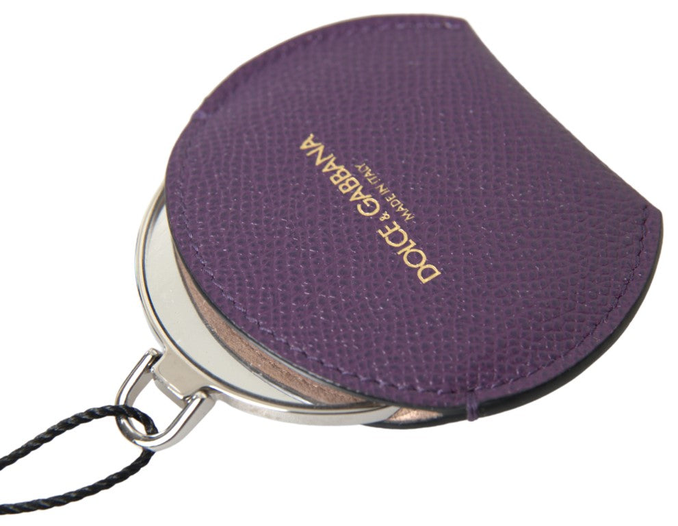 Porte-miroir rond en cuir de veau violet Dolce &amp; Gabbana