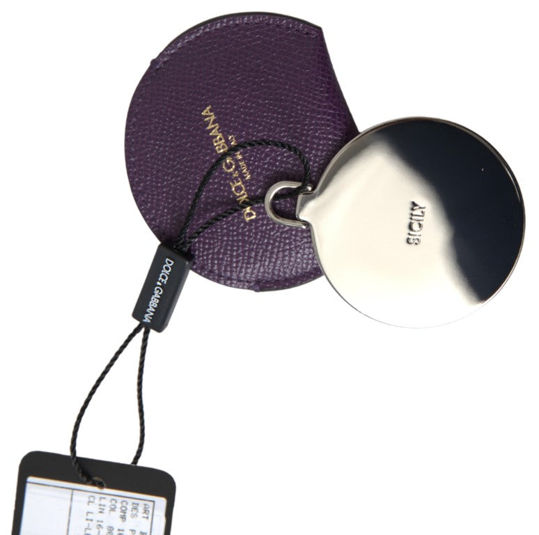 Porte-miroir rond en cuir de veau violet Dolce &amp; Gabbana