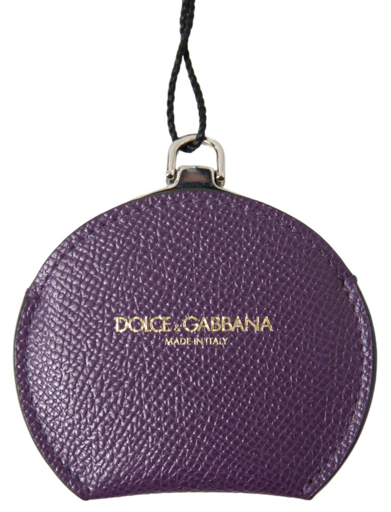 Porte-miroir rond en cuir de veau violet Dolce &amp; Gabbana