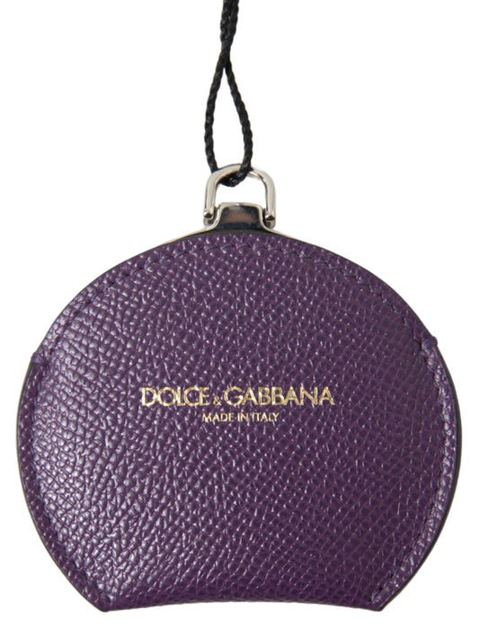 Porte-miroir rond en cuir de veau violet Dolce &amp; Gabbana