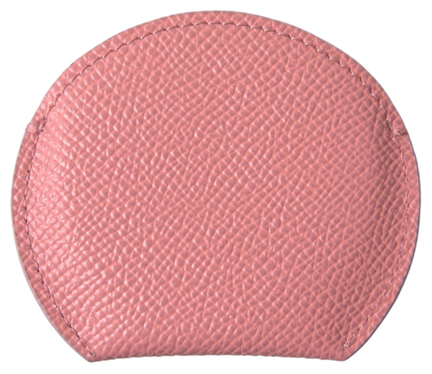 Porte-miroir rond en cuir de veau rose Dolce &amp; Gabbana