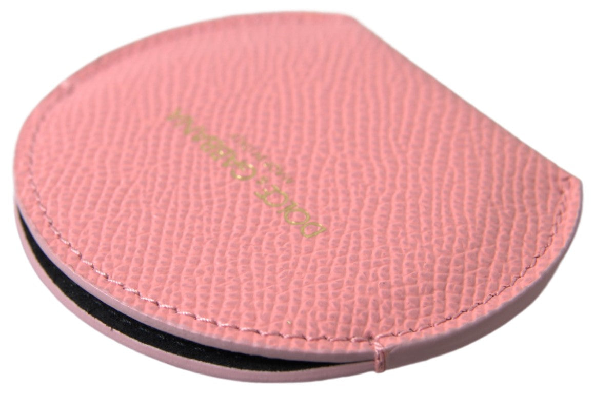 Porte-miroir rond en cuir de veau rose Dolce &amp; Gabbana