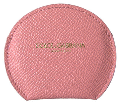 Porte-miroir rond en cuir de veau rose Dolce &amp; Gabbana
