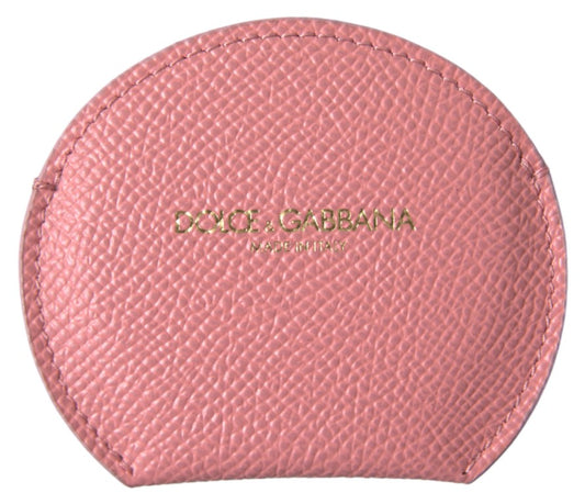 Porte-miroir rond en cuir de veau rose Dolce &amp; Gabbana