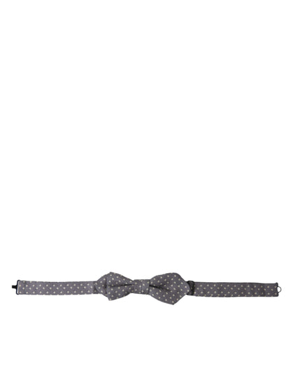 Nœud papillon ajustable en soie à pois gris Dolce &amp; Gabbana