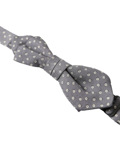 Nœud papillon ajustable en soie à pois gris Dolce &amp; Gabbana