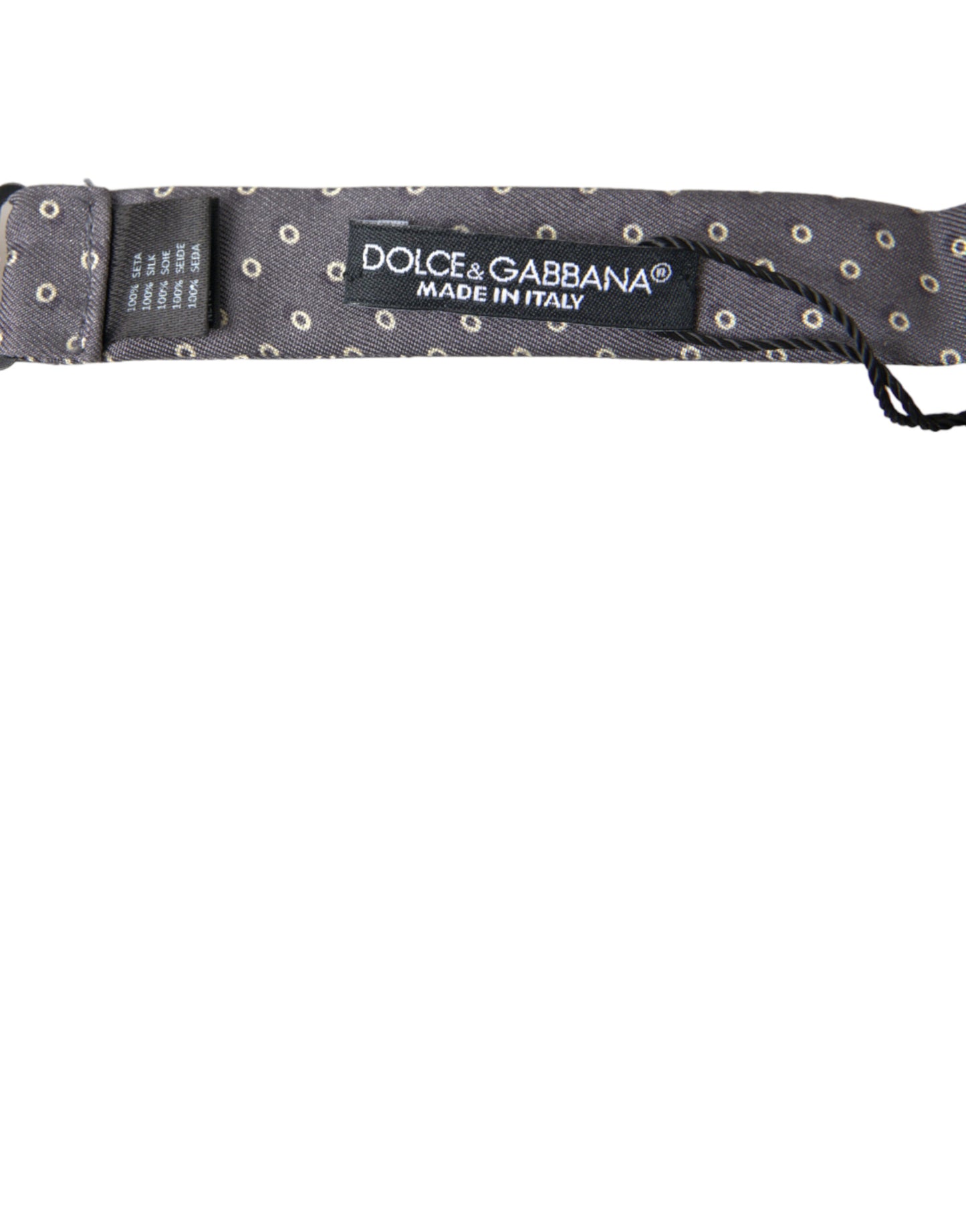 Nœud papillon ajustable en soie à pois gris Dolce &amp; Gabbana