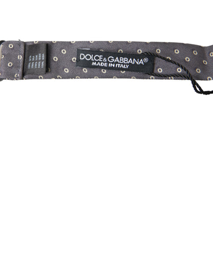 Nœud papillon ajustable en soie à pois gris Dolce &amp; Gabbana