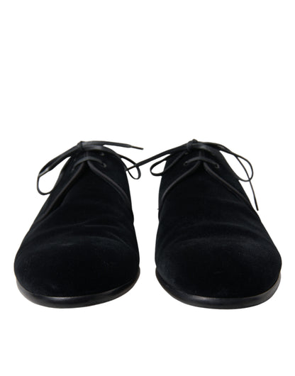 Chaussures habillées derby à lacets en velours noir Dolce &amp; Gabbana