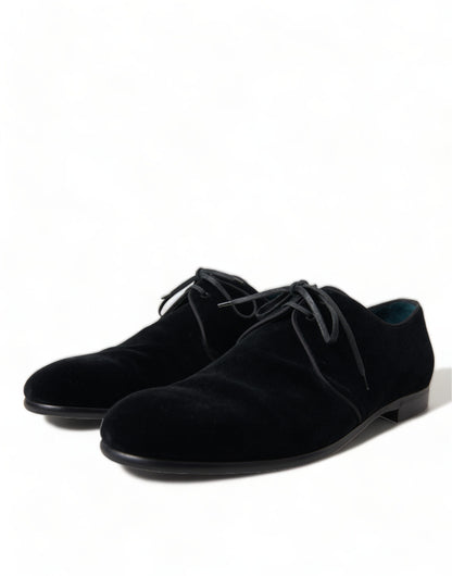 Chaussures habillées derby à lacets en velours noir Dolce &amp; Gabbana