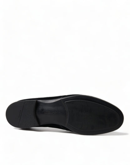 Chaussures habillées derby à lacets en velours noir Dolce &amp; Gabbana