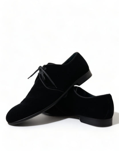 Chaussures habillées derby à lacets en velours noir Dolce &amp; Gabbana