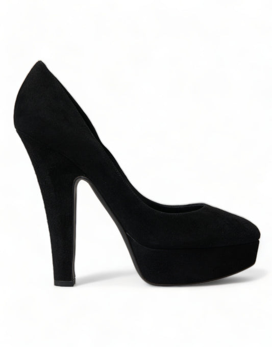 Escarpins à talons compensés en daim noir Dolce &amp; Gabbana