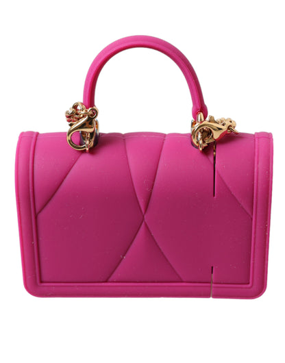 Étui pour Airpods Dolce &amp; Gabbana en silicone rose avec chaîne dorée et sac cœur Devotion