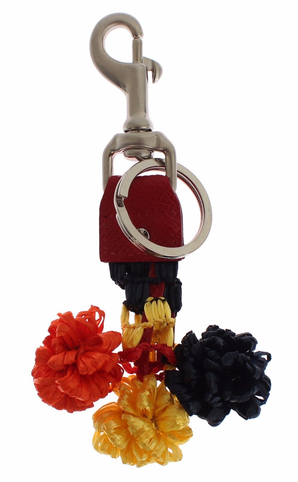 Porte-clés Dolce &amp; Gabbana en cuir raphia multicolore avec fermoir à chaîne