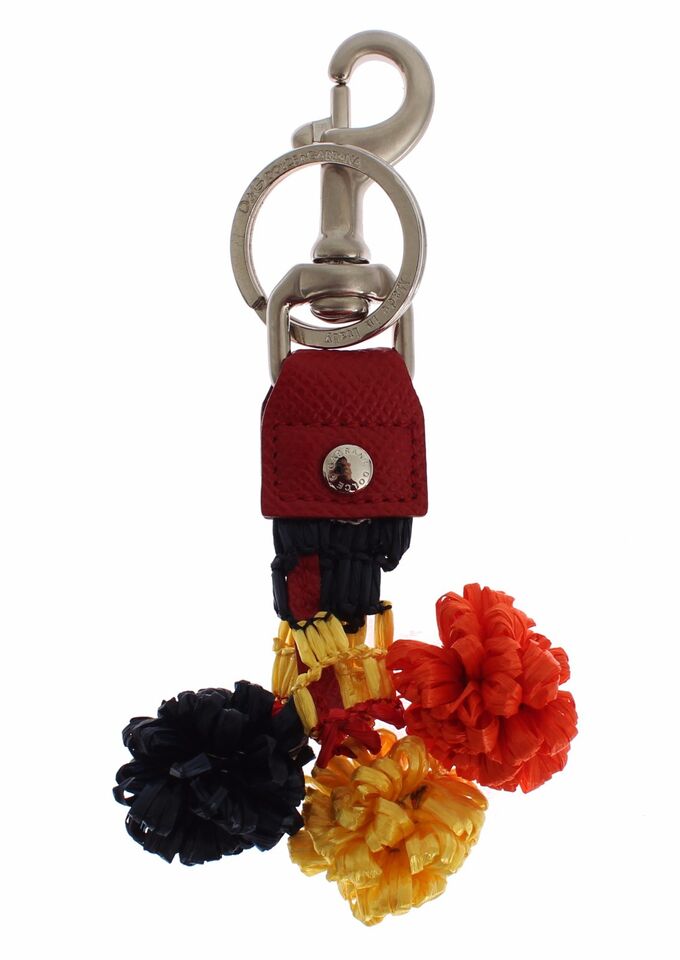 Porte-clés Dolce &amp; Gabbana en cuir raphia multicolore avec fermoir à chaîne